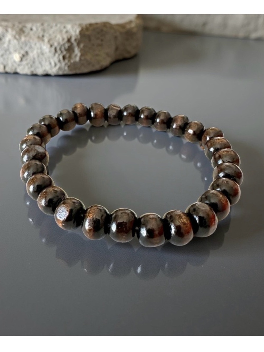 🔴 5 for $10 ONE Brown Wooden Beaded Stretch Bracelet Boho Stacking
